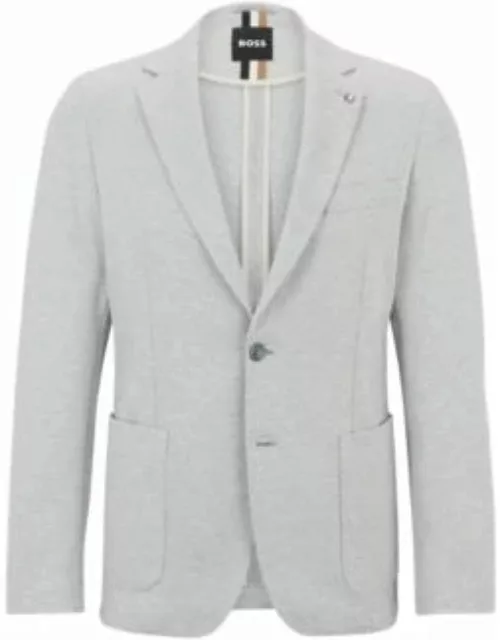 Slim-fit jacket in striped stretch cloth- Silver Men's Sport Coat