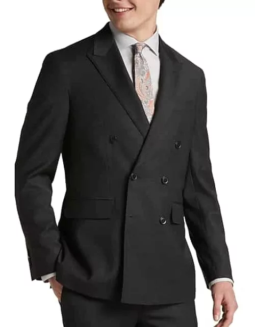 JOE Joseph Abboud Slim Fit Peak Lapel Double Breasted Men's Suit Separates Jacket Charcoal Check