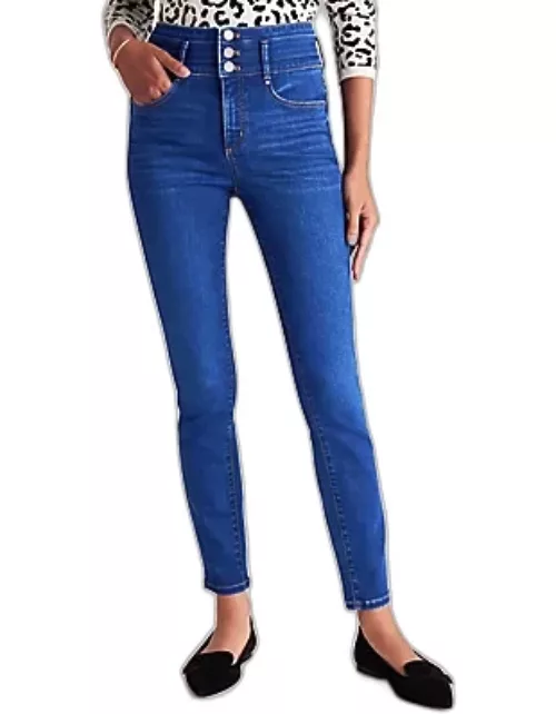 Ann Taylor Petite Curvy Sculpting Pocket High Rise Skinny Jeans in Classic Mid Wash