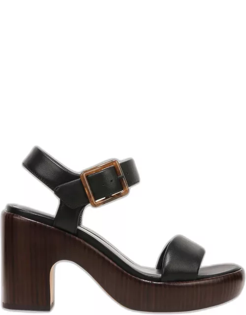 Noelle Leather Ankle-Strap Platform Sandal