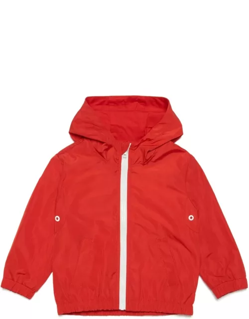Jtonb Jacket Diesel Red Jacket With Hood And Extra-large Logo