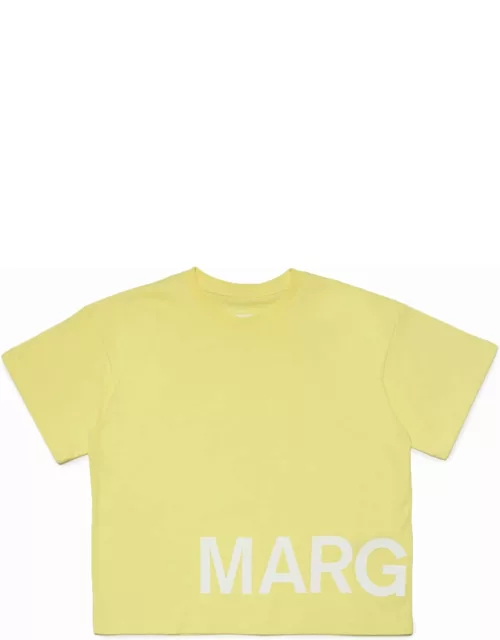 MM6 Maison Margiela Mm6t45u T-shirt Maison Margiela Yellow T-shirt In Jersey With Maxi-logo