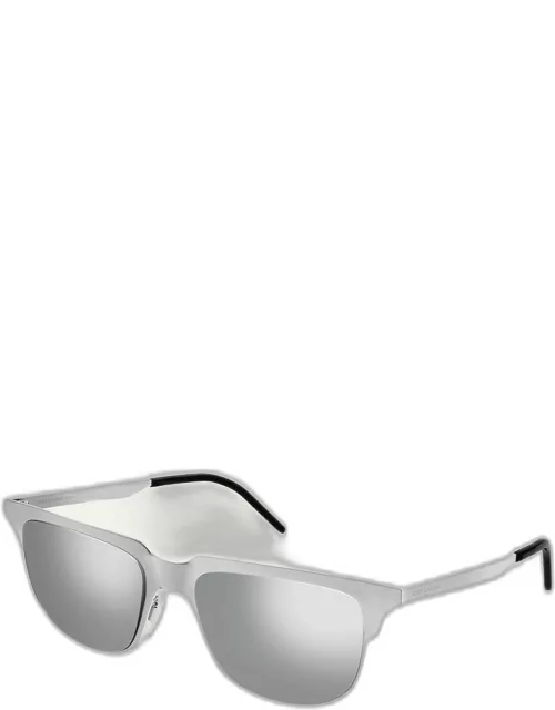 Men's Half-Rim Rectangle Metal Sunglasse