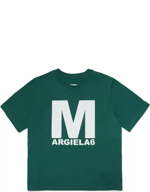 MM6 Maison Margiela Mm6t52u T-shirt Maison Margiela Green T-shirt In Jersey With Thick Logo