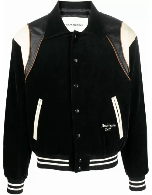 Varsity jacket in corduroy and leather