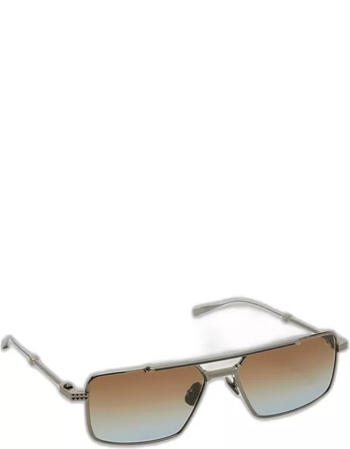 Men's V-SEI Double-Bridge Aviator Sunglasse