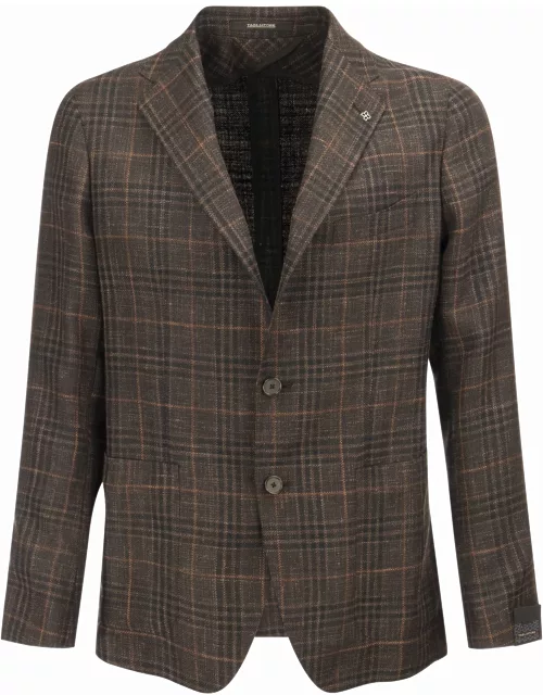 Tagliatore Wool, Silk And Linen Jacket With Tartan Pattern