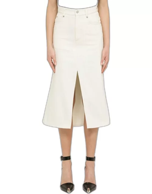 Ivory denim pencil skirt