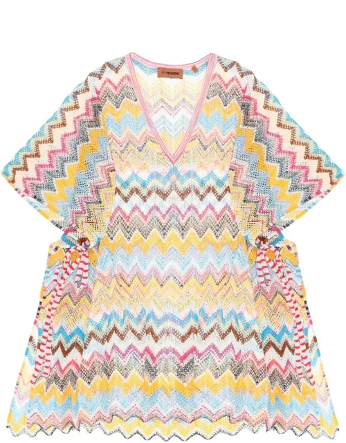 MISSONI multicolor knit poncho cover-up