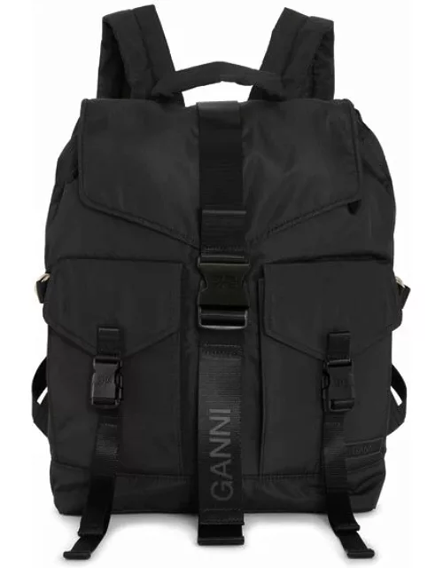 GANNI Tech Backpack in Black Recycled Polyester Women'