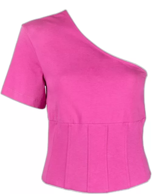 Pink one-shoulder T-shirt