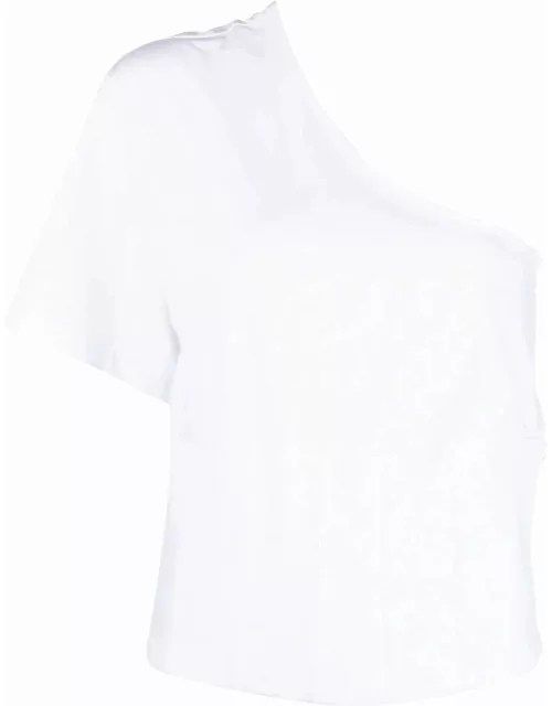 White one-shoulder T-shirt
