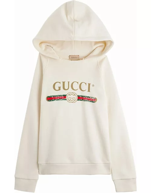 Gucci Jersey Hoodie With Logo Print