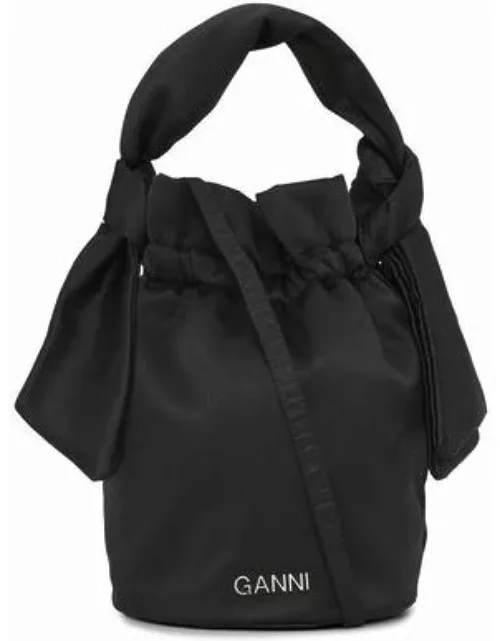 GANNI Occasion Top Handle Knot Bag in Black Recycled Polyester Women'