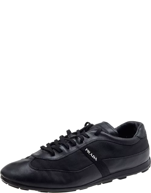 Prada Sport Black Leather And Nylon Low Top Sneaker
