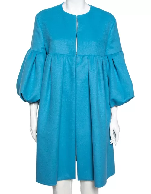 Valentino Blue Wool & Angora Flared Coat & Sleeveless Shrug Set