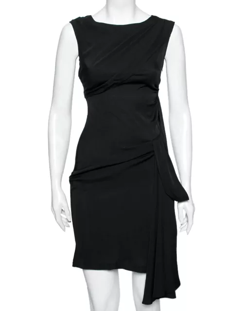 Diane Von Furstenberg Black Silk Pleated Front Dress