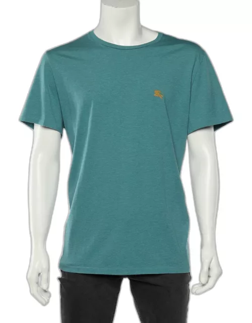 Burberry Turquoise Green Cotton Knit Roundneck T-Shirt