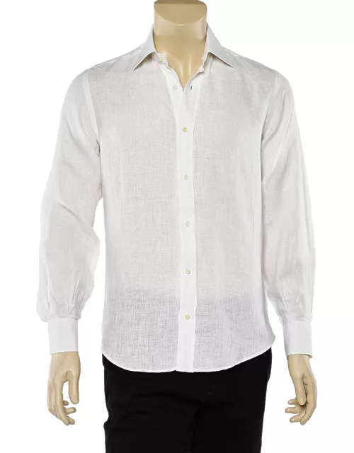 Yves Saint Laurent White Linen Button Front Shirt