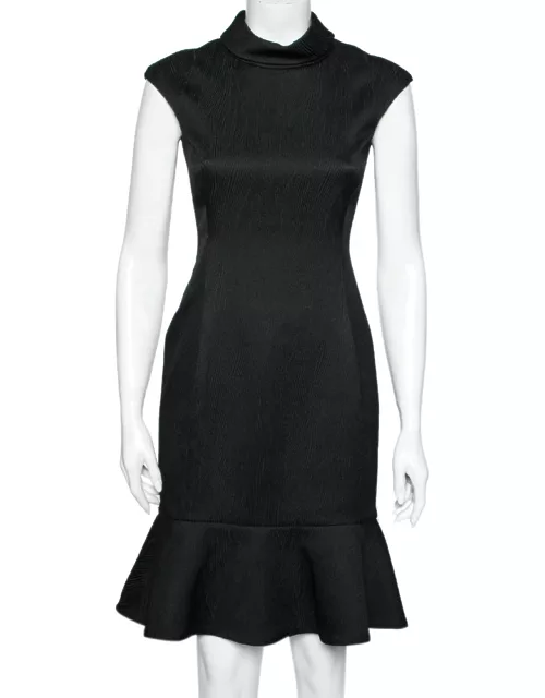 CH Carolina Herrera Black Textured Knit Flared Hem Dress