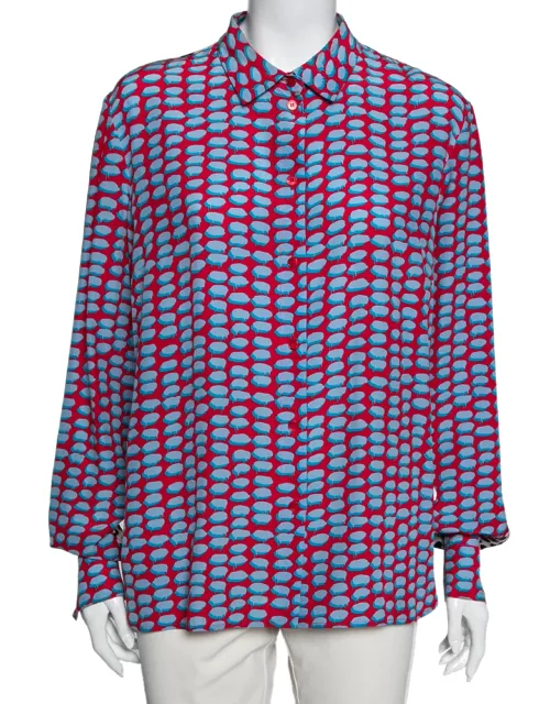 Stella McCartney Multicolored Printed Silk Button Front Shirt