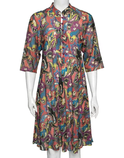 Etro Multicolor Printed Cotton & Silk Shift Dress L/