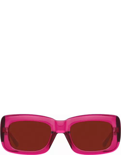 The Attico Marfa Rectangular Sunglasses in Maroon