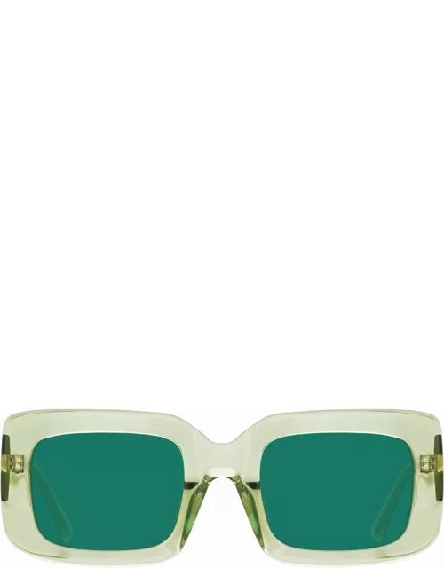 The Attico Jorja Rectangular Sunglasses in Lime