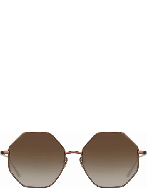 Lianas Hexagon Sunglasses in Metallic Brown