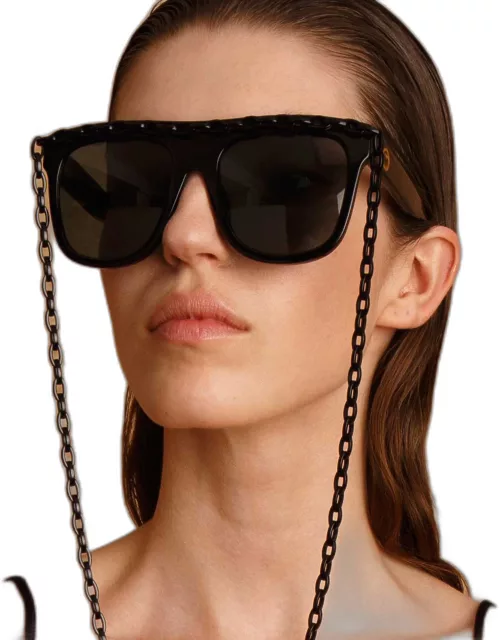 Dakota Flat Top Sunglasses in Black and Grey
