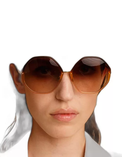 Alona Hexagon Sunglasses in Brown Gradient