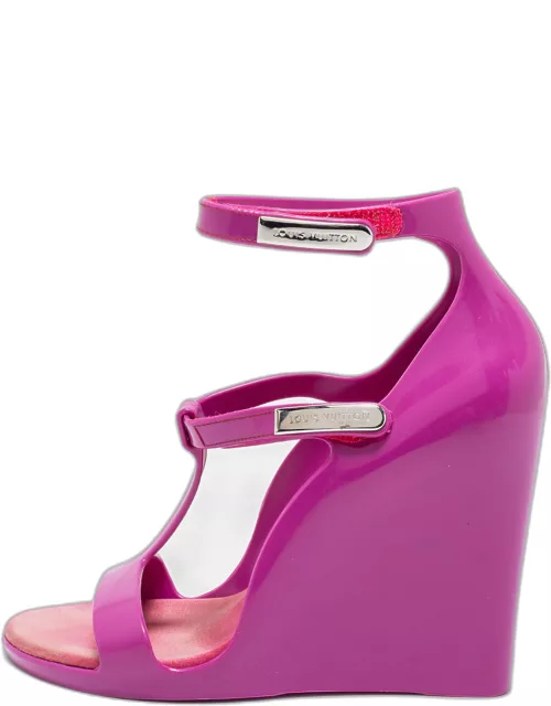 Louis Vuitton Purple Rubber Ankle-Strap Wedge Sandal