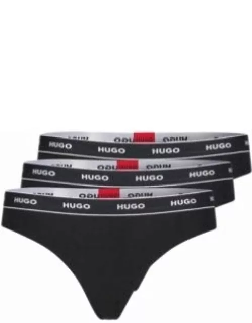 Three-pack of logo-waistband thongs in stretch cotton- Black Women's Underwear, Pajamas, and Sock