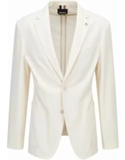 Slim-fit jacket in stretch-cotton seersucker- White Men's Sport Coat