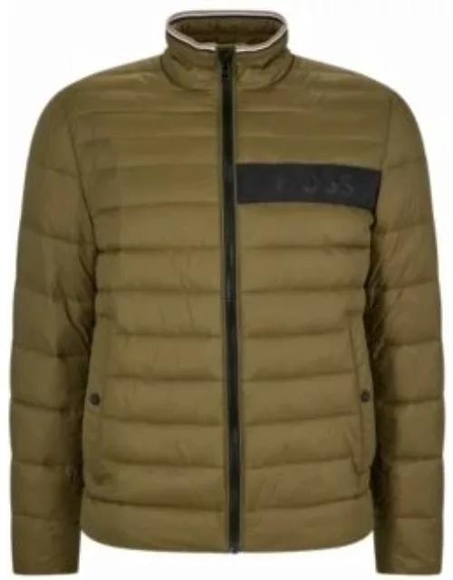 Water-repellent padded jacket with 3D logo tape- Light Green Men's Casual Jacket