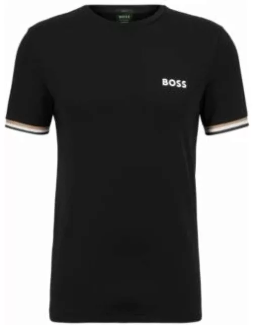 BOSS x Matteo Berrettini logo crew-neck T-shirt with signature stripes- Black Men's T-Shirt