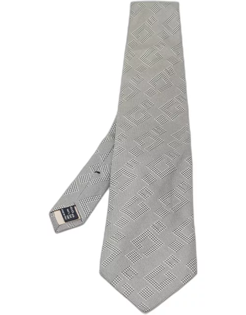 Gucci Vintage Grey Logo Jacquard Silk Tie