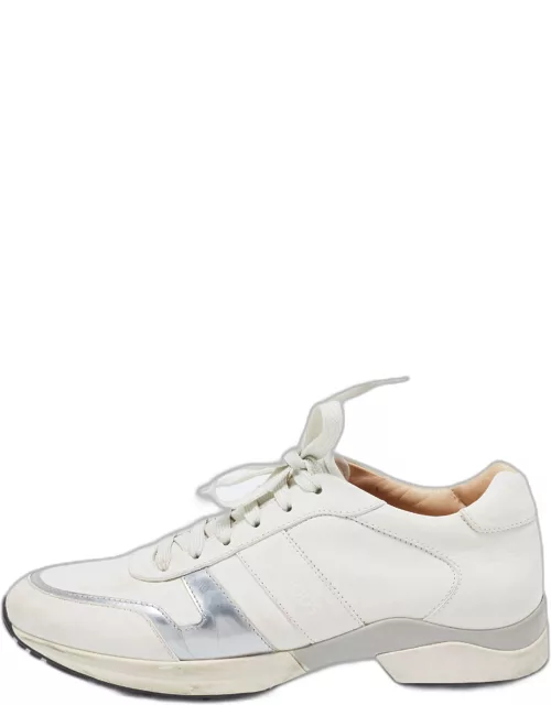 Tod's Cream/Silver Leather Low Top Sneaker