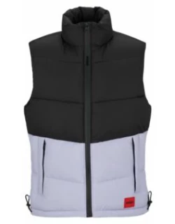 Water-repellent slim-fit gilet with red logo label- Light Purple Men's Casual Jacket