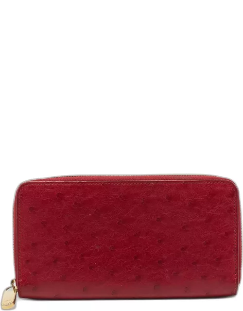 Louis Vuitton Red Ostrich Zippy Wallet