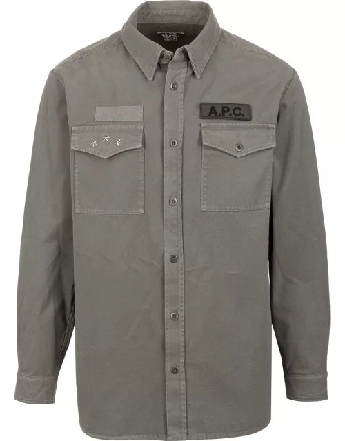 A.P.C. Logo-patch Buttoned Shirt Jacket