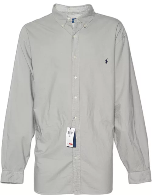 Ralph Lauren Chalk Grey Cotton Button Front Shirt