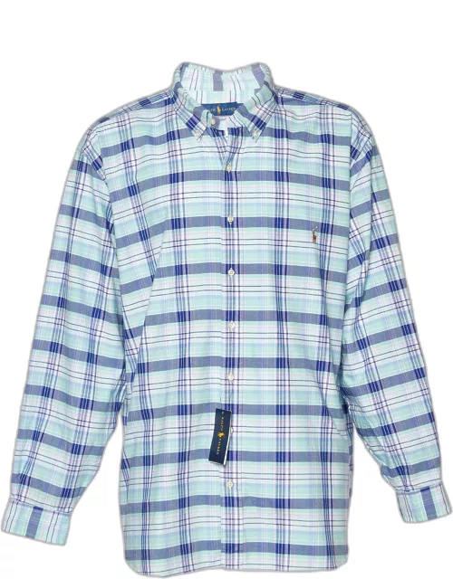 Ralph Lauren Blue Checkered Cotton Button Front Shirt 3XB