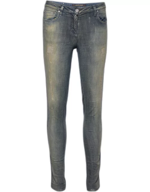 Roberto Cavalli Light Blue Faded Denim Skinny Jeans