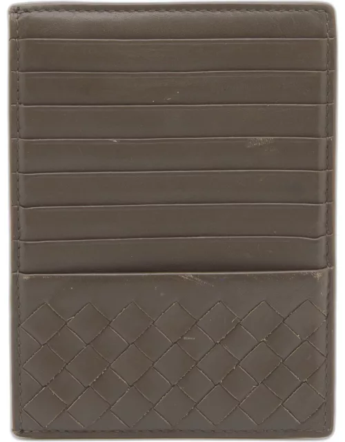 Bottega Veneta Grey Intrecciato Leather Card Holder