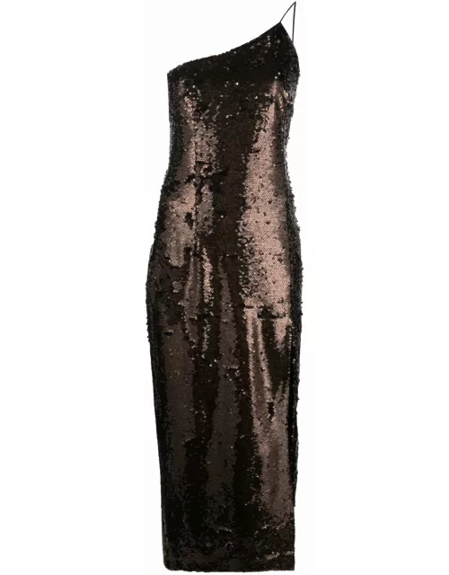 NEW ARRIVALS Sequin-embellished Asymmetric Midi Dres