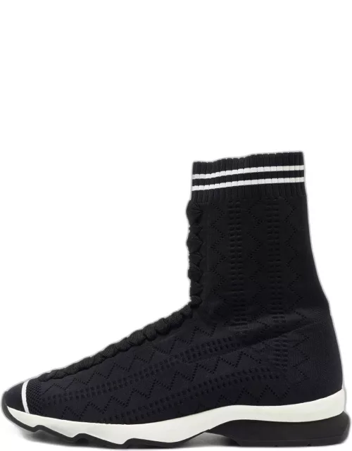 Fendi Black Knit Fabric Sock High Top Sneaker