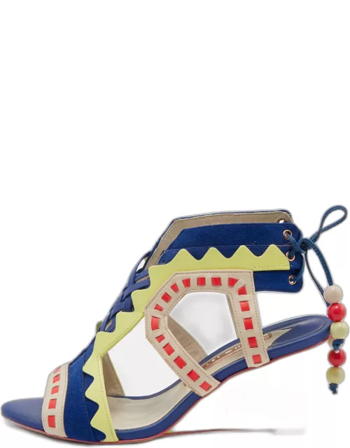 Sophia Webster Multicolor Leather and Suede Wedge Sandal