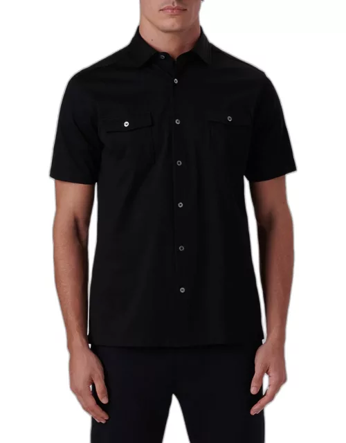 Men's OoohCotton Short-Sleeve Shirt with Chest Pocket