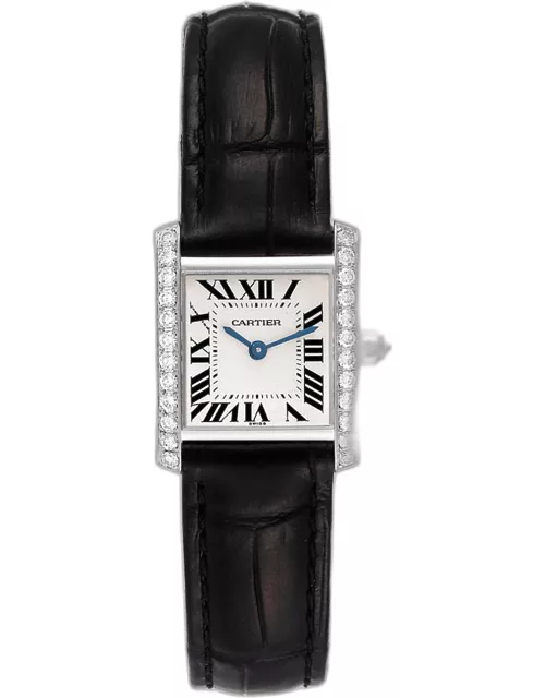Cartier Silver 18k White Gold Tank Francaise WE100251 Quartz Women's Wristwatch 20 m